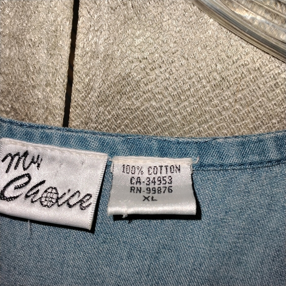 My Choice Vintage 90's Denim Maxi Jumper Dress With Tribal Figures Size … - Picture 7 of 9